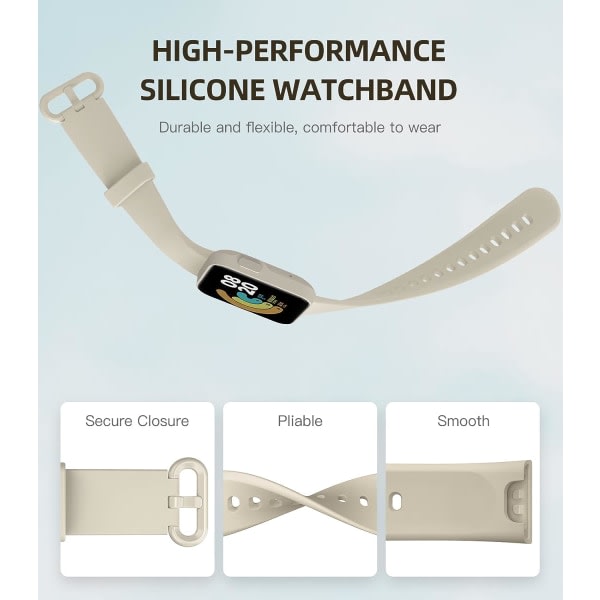 Rem kompatibel med Xiaomi Mi Watch Lite/Redmi- klokke, myk silikonersetting for sportsarmbånd - elfenben