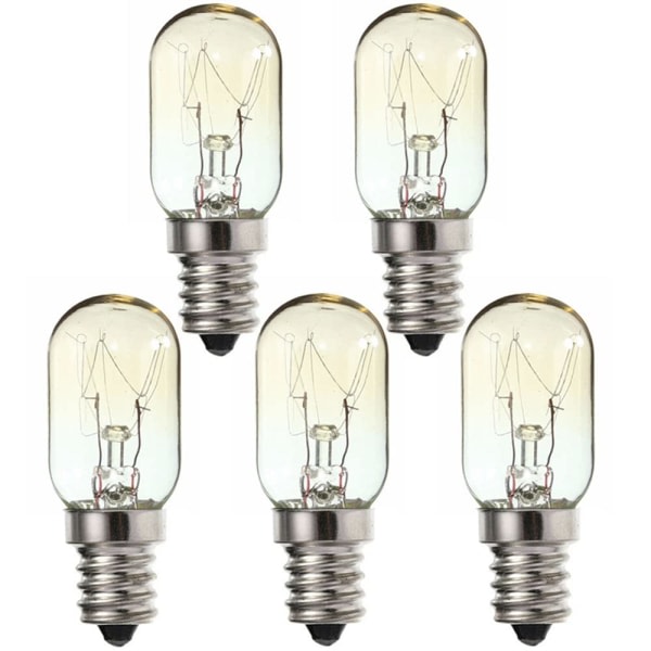15W E14 skruvsaltlampor 220V~230V, glödlampa liten Edison-skruv varmvit, E14 symaskinslampa (5-pack)