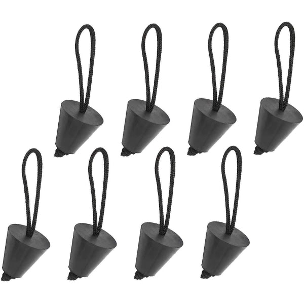 8-delad universal kajakavtappningsplugg med snoddavlopp eller avlopp (8-pack, svart)