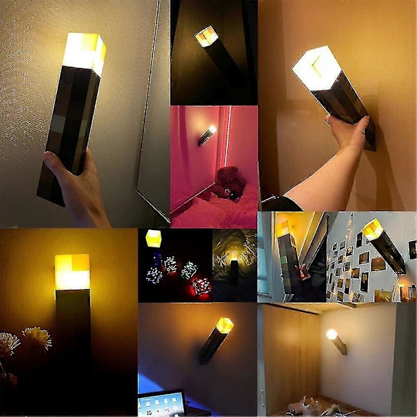 Minecraft Speltillbehör Byggsten Fackla Nattlampa USB Heminredning Lampa Present