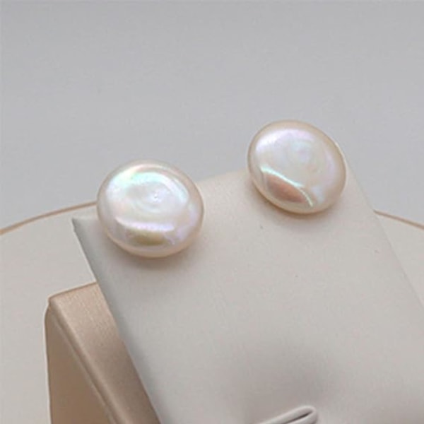 1 Örhängen Damer Big Button Pearl Earrings Mynt Pearls Mounts St