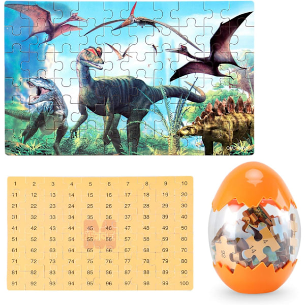 Dinosauriepussel, Träpussel 60 Bitar Pussel för Barn 3 År + Dinosaurieleksaker 2-pack Pojkar Flickor Presenter