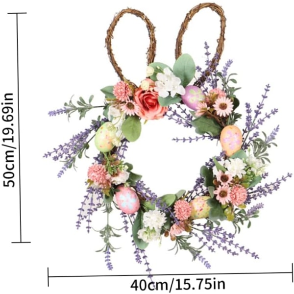 Wreath Artificial Bunny Eggs Flowers Front Door Wreath