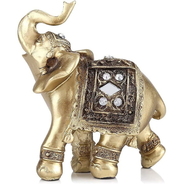 Elefantstatue, elegante elefantsmykker i gylden gylden