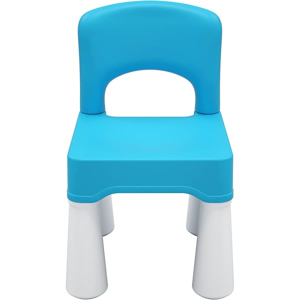Plast barnestol, slitesterk og lett, høysete, innendørs eller utendørs, egnet for gutter og jenter fra 2 år