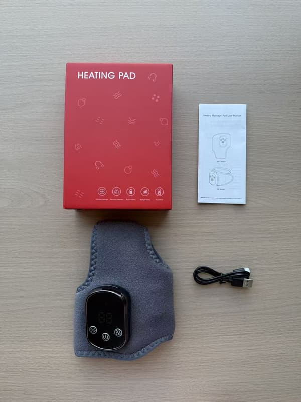 Genopladelig Fodmassager Sort Varme og Massage til Ankel 5 Tilstande 40-60°C USB-C