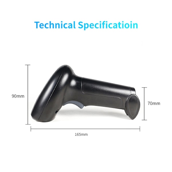 USB Barcode Scanner 1D 2D QR Handheld Wired Barcode Reader with Stand-FF- Black