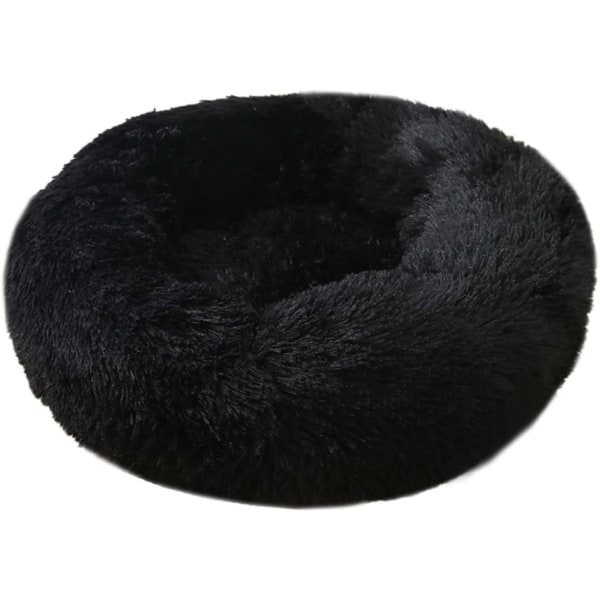 Lemmikkien sänky kissoille ja koirille Pyöreä pehmoinen koiransänky Donitsin muotoinen kissa black 60cm