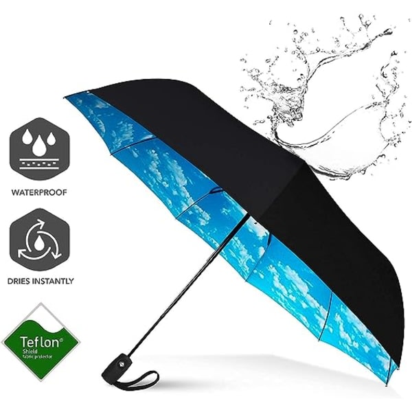 Paraply, vindtätt och regntätt, robust och kompakt, perfekt för bilparaplyer, ryggsäckar, handbagageparaplyer, tio ben