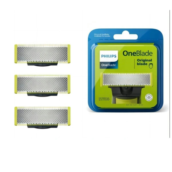 3-pack rakblad kompatibel med Philips Oneblade ersättningsblad One Blade Pro blad män （Modell QP25XX QP26XX QP65XX ） T shape