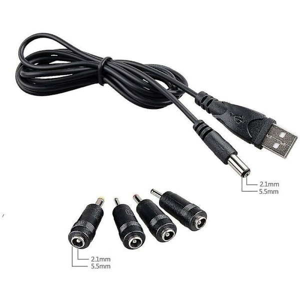 Universal DC til USB -kabel 2.0 2.5 3.0 4.0 5.5 5 i 1 multi opladningskabel