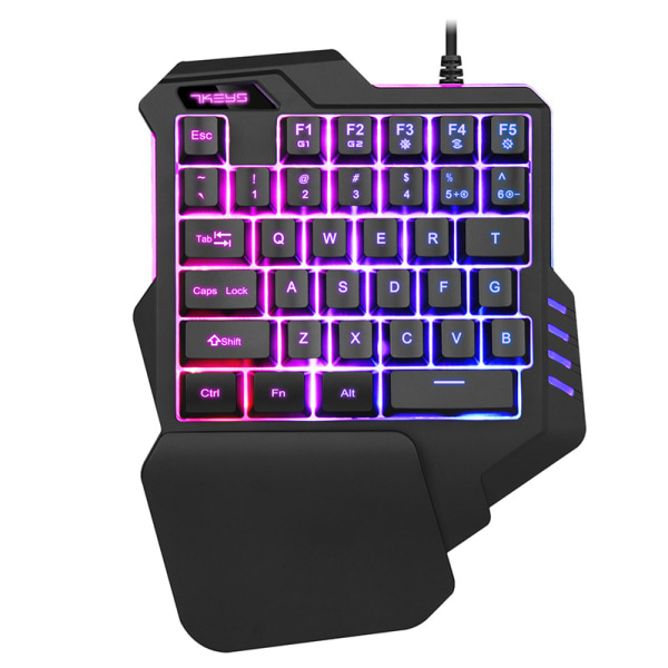 Enhånds gaming tastatur RGB baggrundsbelyst 35 taster bærbar mini