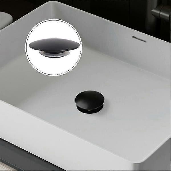 Pop Up Bottom Valve Bathroom Drain Sink Plug Push Button Click Clack 66mm Brass Matte Black M8 For Sink Bathtub Kitchen Accessories NXH Lucky_B-FF-