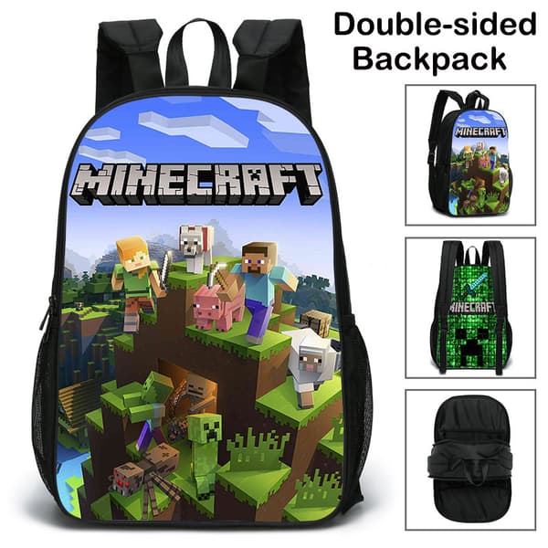 2022 Uusi kaksipuolinen Minecraft-reppu .-FF-