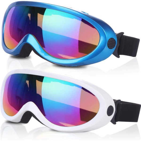 Skidglasögon, pakke med 2, snowboardglasögon for barn, pojkar og flickor, ungdomar, män