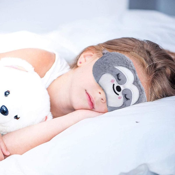 2 Pack Cute Animal Sleep Mask tytöille Söpö sarjakuva pehmeä pehmo