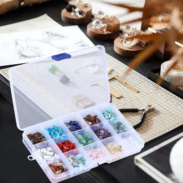 Smyckestillverkningssats 15 färger naturliga ädelstenar med hål