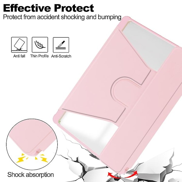For Samsung Galaxy Tab S9 Fe+ 360 Rotation Transparent Smart Case with Keyboard Pink