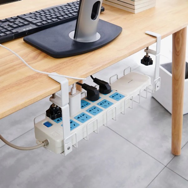 Kabelkanalsbord, kabelhantering, organizer, ingen borrning krävs Kabelkorg, Ultrastabil kabelhållare för skrivbordskabelhantering (vit)