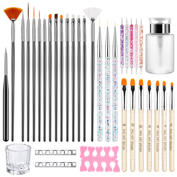 30 st Acrylic Nail Brush Set, Brush Nail Flower Painting Brush