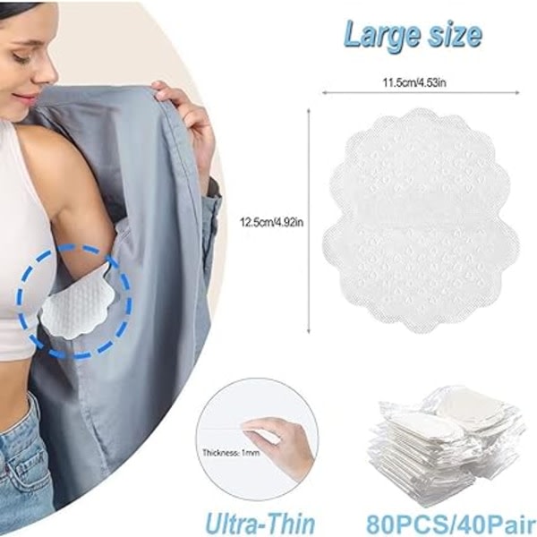 Anti-Svetteplaster, Anti-Areolas Pad - Engangs, usynlig og komfortabel - Patch beskytter armhulene for kvinner og menn (80 lapper)