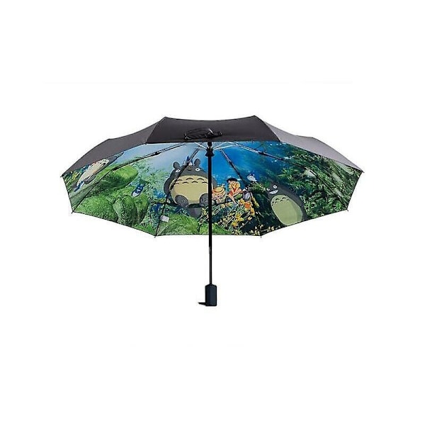 Ghibli Totoro paraply sol regn paraply anime Min nabo Totoro sødt dagligt foldbart paraply Ydre sort belægning