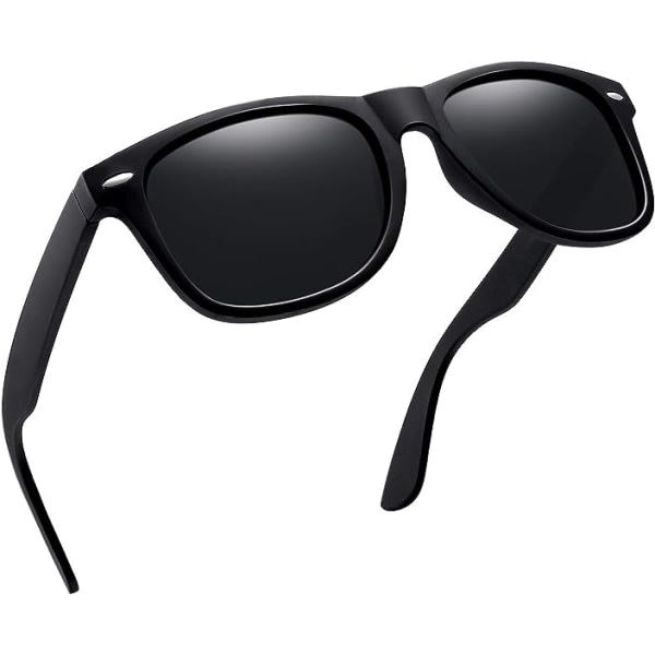Et par solglasögon polariseret anti-UV trendiga designersolglasögon for män och kvinder (lyssvart båge med sort og gråt glas)