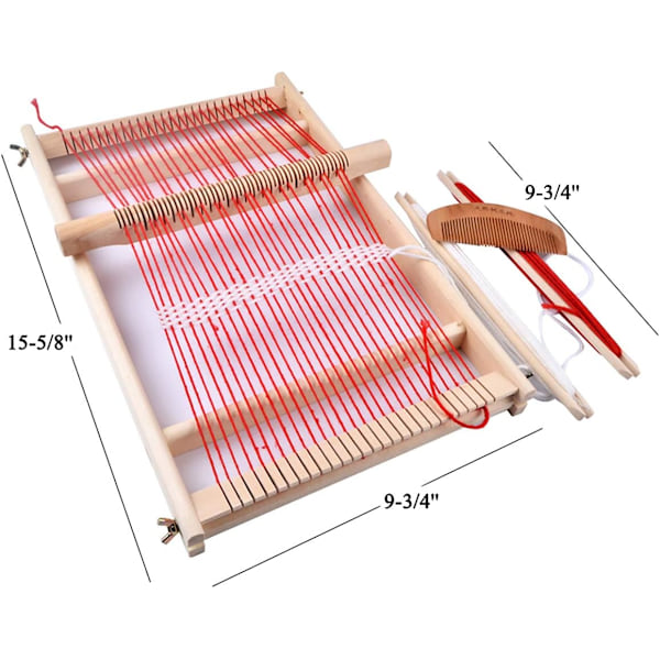 Multi-Craft vävstol - Trävävstol Stor ram Handarbete för barn och nybörjare - 39,6 x 24,6 x 3 cm