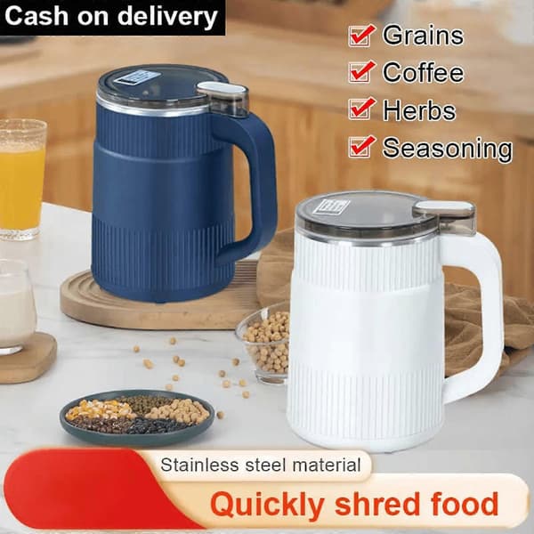 Electric Spice Grinder for Household Use, Small Powder Mill, Grain Crusher, 100% New White-FF- White