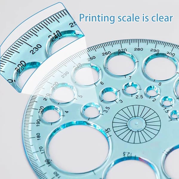 Geometric Round Ruler from Pieces, Round Drawing Template, 360° Protractor, Round Stencil Ruler, Multifunctional Drawing Ruler, Painting Measuring Ruler-FF-
