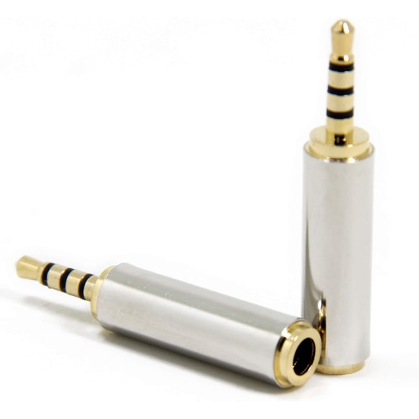 2-pack 3,5 mm 1/8 tums jack till 2,5 mm TRRS hane kontaktadapter