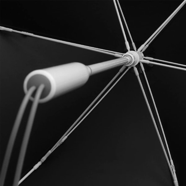 Rundt hjørne paraply med reflekterende stripe 8 ribber (hvit)