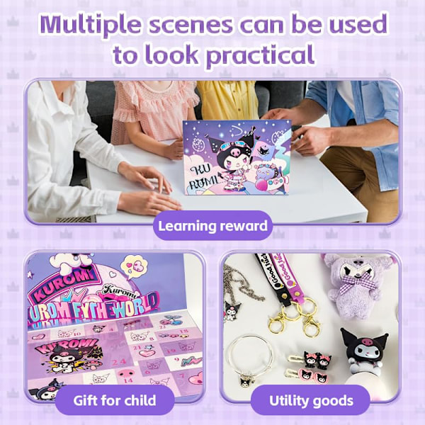 2024 Julkalender med Nedtelling Kuromi My Melody Cinnamoroll Sanrio Leketøytilbehør Barn Jenter Kalender Gave 0.2