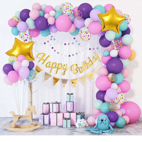 103 stycken Licorne Ballon Guirlande Grattis på födelsedagen Bannière Fille