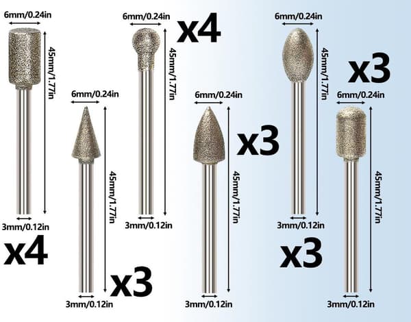 Diamantfreser 20 deler for Dremel glass keramikk stein