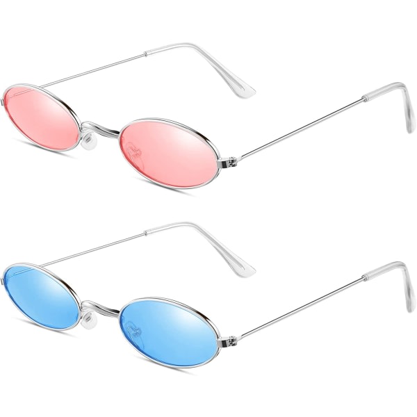 2 par vintage ovale solbriller Små ovale solbriller mini runde