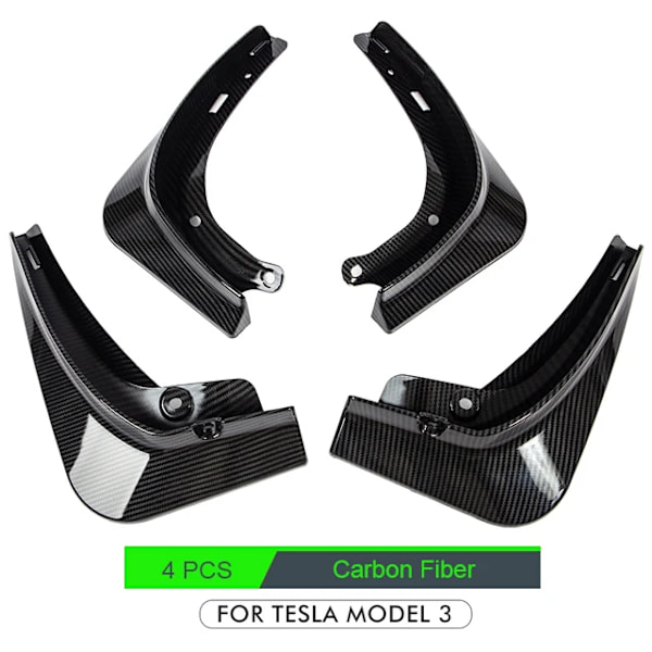 4 st Stänkskydd för Tesla Model 3 Fram Bak Stänkskydd Skärmskydd Kit ABS Carbon Model 3