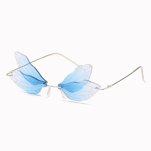 Dragonfly Wing Shape Solglasögon för kvinnor/män Gradient Blue