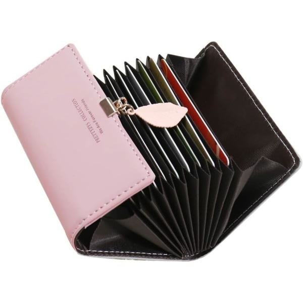 Kreditkortshållare Lövorgan Korthållare Läder Dam Vintage Kreditkortsplånbok RFID-blockerande dragkedja Myntväska för flickor (rosa)