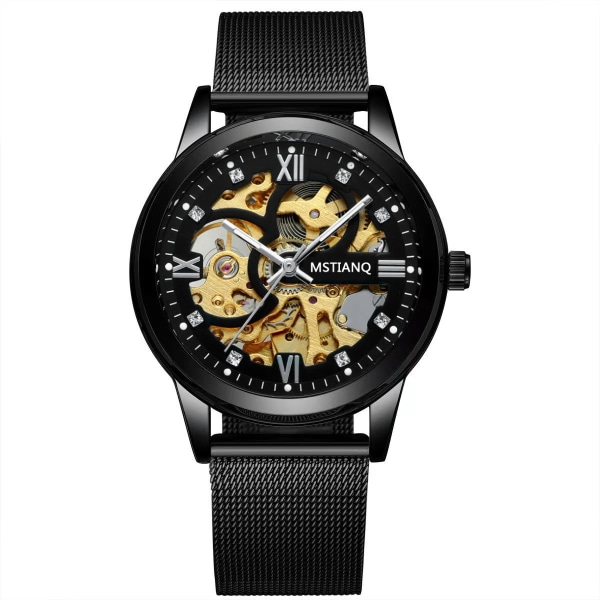 Ny watch Automatisk Mekanisk Watch Vattentät Lysande Casual Business Mekanisk Watch - Mesh Bälte Svart black
