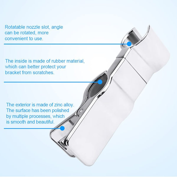 Justerbar duschhuvudshållare, 45° rotation Universal 20-25 mm duschhuvudstång Duschhuvudhållare Byte av fäste för duschstång i badrummet