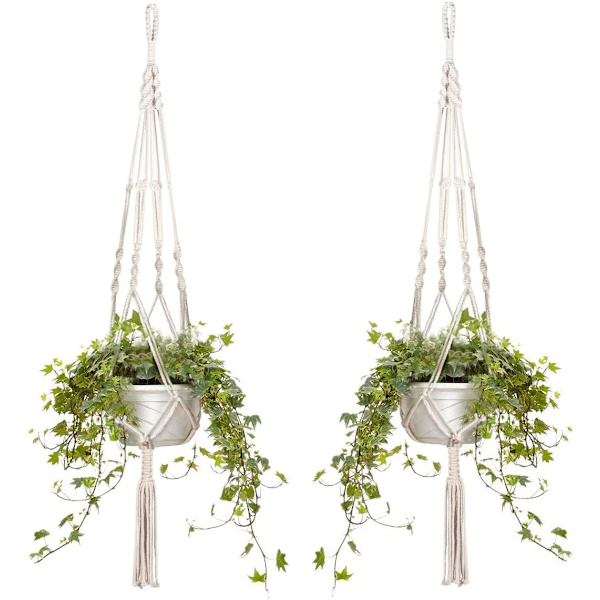 Macramé-riippukorit 2 kpl, puuvillaköysi 105cm-XF4-