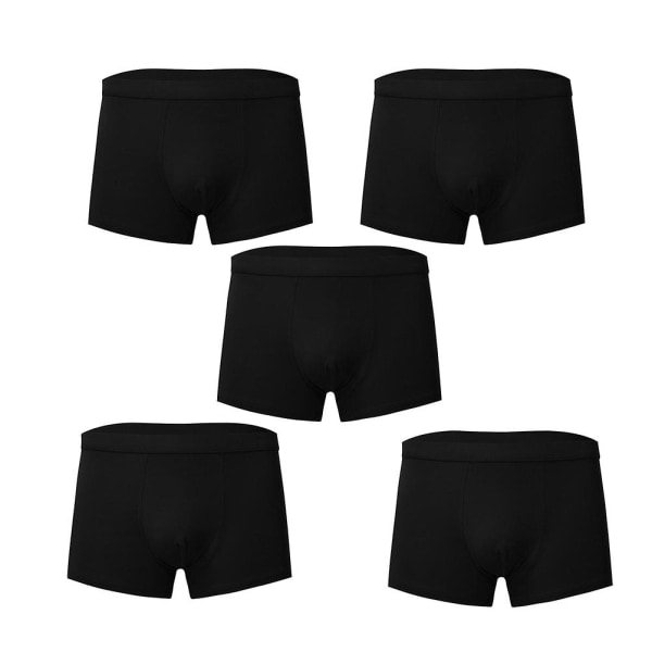 5 st Cotton Man Underwear Trosor Stretchiga Andas Trosor Sexiga Underkläder Shorts Kalsonger Storlek 3xl (svart)