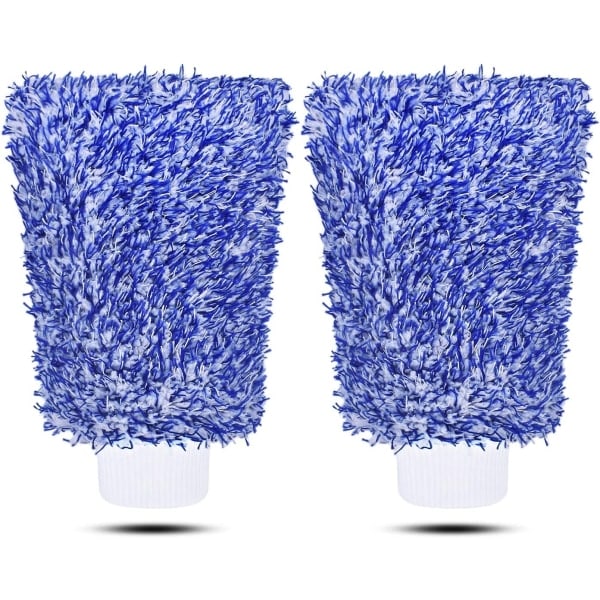 Et par mikrofiber bilvaskhansker (blå), rengjøringshansker utstyr