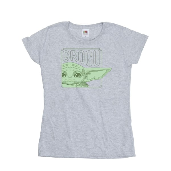 Star Wars Ladies/Naiset Mandalorialainen Grogu Box puuvillainen T-paidat Urheilu Harmaa S
