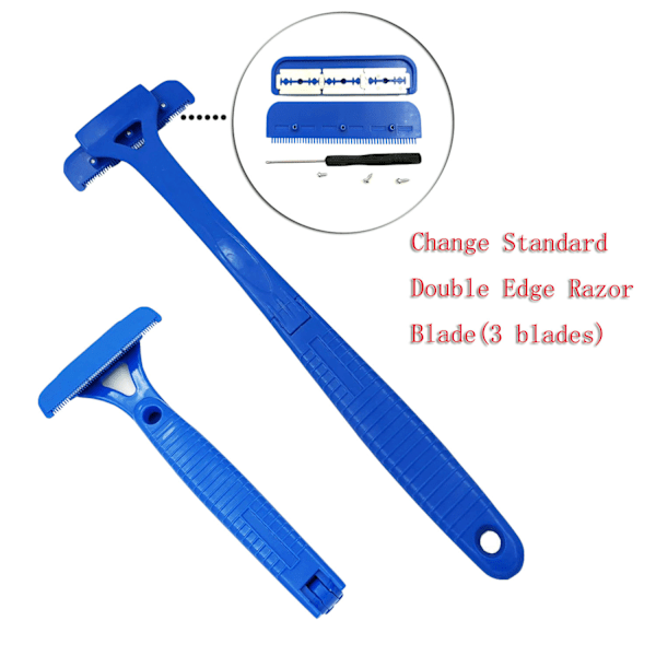Long and Wide Back Hair Removal Razor Blå Blå