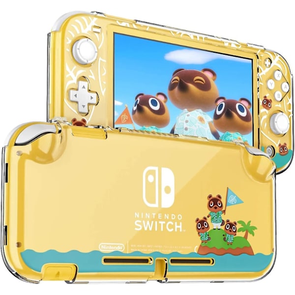 Skyddande fodral för Nintendo Switch Lite, hårt PC-skydd, transparent, stötsäkert, delat fodral med Animal Crossing-design