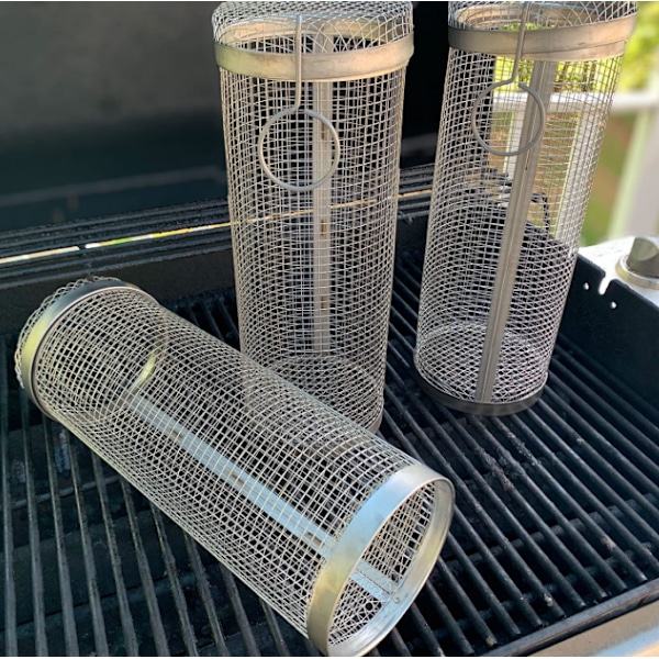 Grillkorg i rostfritt stål med nätcylinder 20CM