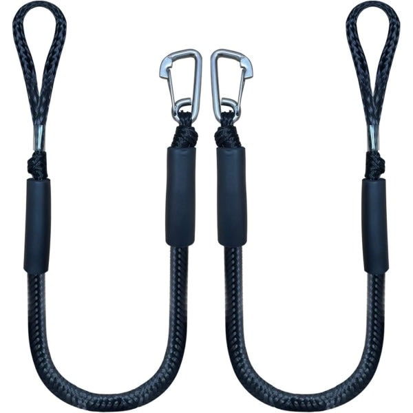 Bungee Dock Line med krok , sort fortøjningsrep til båden 4 ft 2 Pack & Black