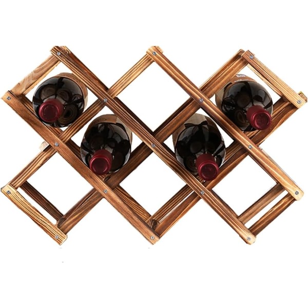 Vinställ, 10 flaskor staplingsbara vinkällare i trä, hopfällbara for barskåp i hemmet
